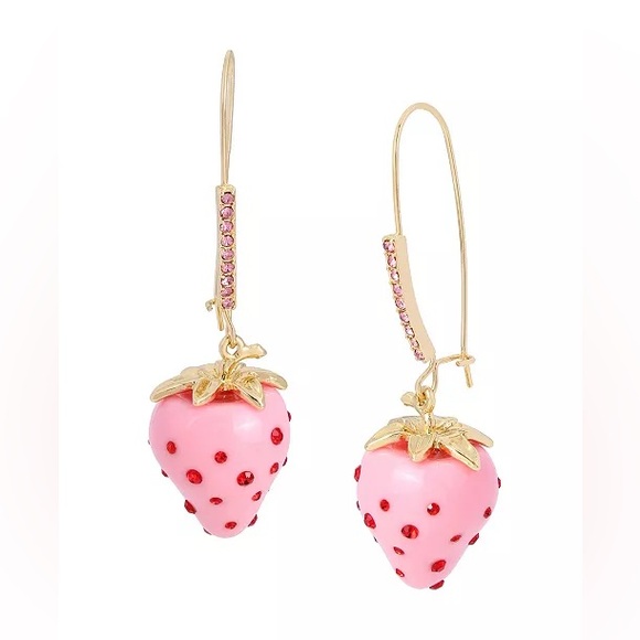 Betsey Johnson Strawberry Dangle Earrings - Picture 1 of 8